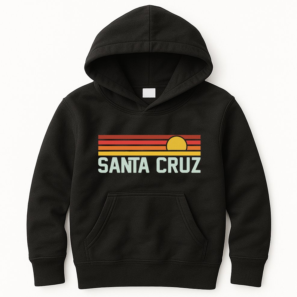 Santa Cruz Vintage Beach Sunset California Santa Cruz Summer Kids Hoodie