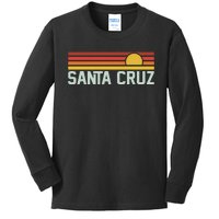 Santa Cruz Vintage Beach Sunset California Santa Cruz Summer Kids Long Sleeve Shirt