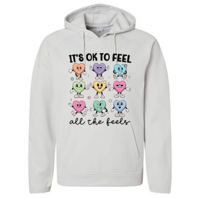 School Counselor Valentine Feel All The Feels Performance Fleece Hoodie