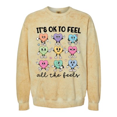 School Counselor Valentine Feel All The Feels Colorblast Crewneck Sweatshirt