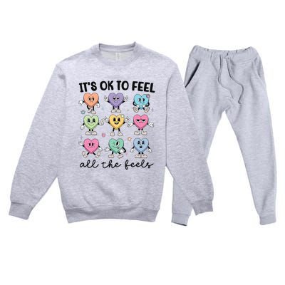 School Counselor Valentine Feel All The Feels Premium Crewneck Sweatsuit Set