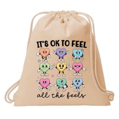 School Counselor Valentine Feel All The Feels Drawstring Bag