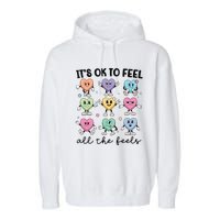 School Counselor Valentine Feel All The Feels Garment-Dyed Fleece Hoodie