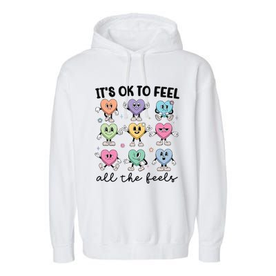 School Counselor Valentine Feel All The Feels Garment-Dyed Fleece Hoodie