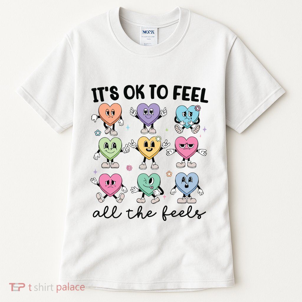 School Counselor Valentine Feel All The Feels Tall T-Shirt