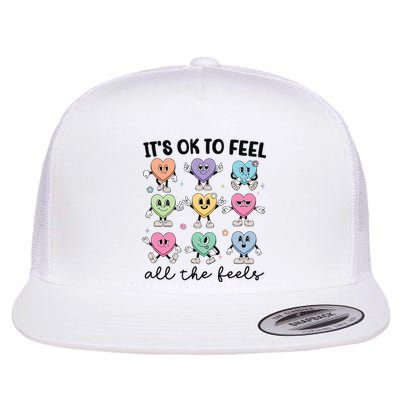 School Counselor Valentine Feel All The Feels Flat Bill Trucker Hat