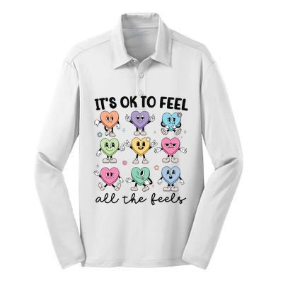 School Counselor Valentine Feel All The Feels Silk Touch Performance Long Sleeve Polo