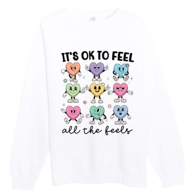 School Counselor Valentine Feel All The Feels Premium Crewneck Sweatshirt