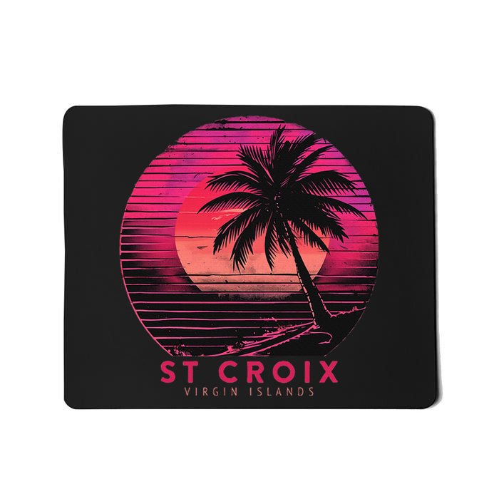 St Croix Virgin Islands Vintage Vacation Beach Palm Trees Mousepad