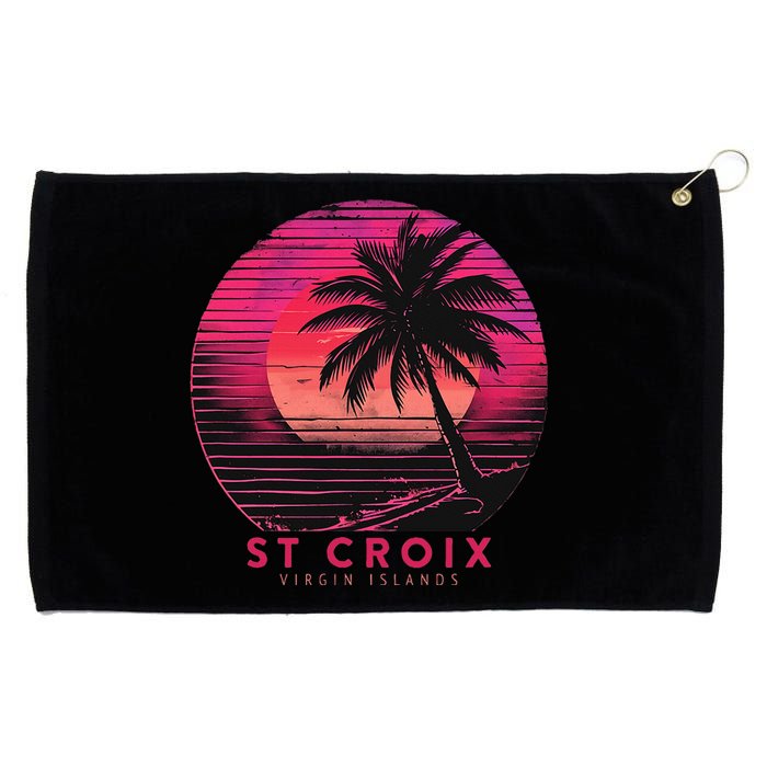 St Croix Virgin Islands Vintage Vacation Beach Palm Trees Grommeted Golf Towel