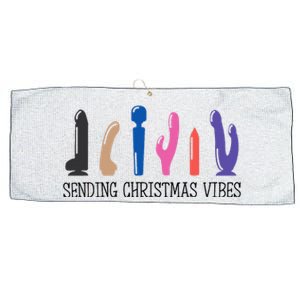 Sending Christmas Vibe Sending You Happy Vibe Xmas Vibrator  Large Microfiber Waffle Golf Towel