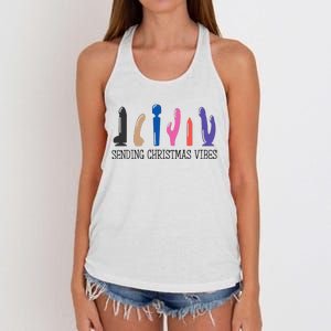 Sending Christmas Vibe Sending You Happy Vibe Xmas Vibrator  Women's Knotted Racerback Tank