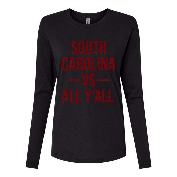 South Carolina Vs All Y'All Vintage Weathered Southerner Womens Cotton Relaxed Long Sleeve T-Shirt