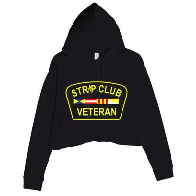 Strip Club Veteran Funny Veteran Crop Fleece Hoodie