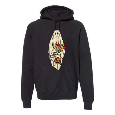 Spooky Chic Vintage Floral Ghost Pumpkin Halloween Costume Premium Hoodie