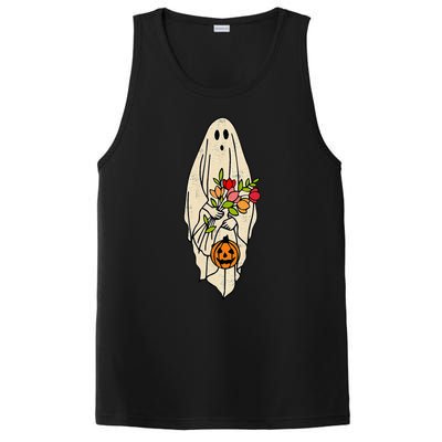 Spooky Chic Vintage Floral Ghost Pumpkin Halloween Costume PosiCharge Competitor Tank