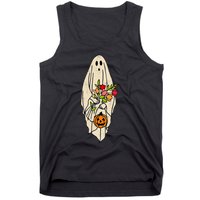 Spooky Chic Vintage Floral Ghost Pumpkin Halloween Costume Tank Top