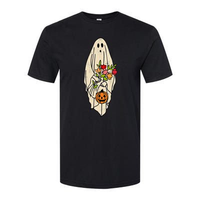 Spooky Chic Vintage Floral Ghost Pumpkin Halloween Costume Softstyle® CVC T-Shirt