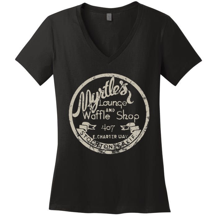 Stockton California Vintage Restaurant Bar Motel Advertising Women's V-Neck T-Shirt