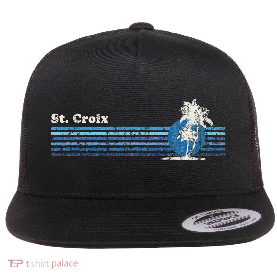 St. Croix Vintage 80s Palm Trees Sunset Flatbill Hat