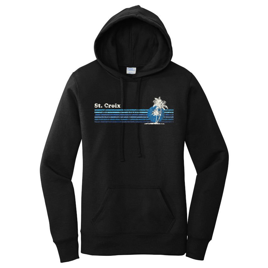 St. Croix Vintage 80s Palm Trees Sunset Women's Pullover Hoodie