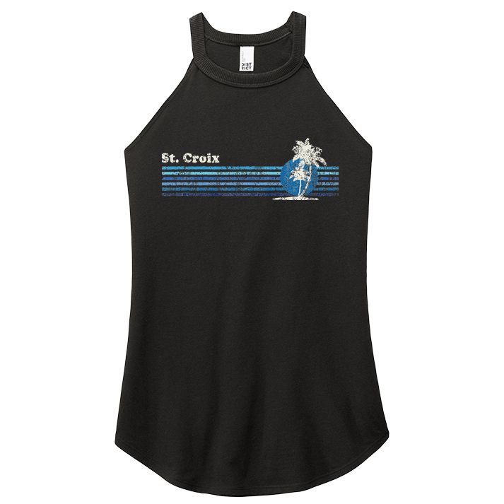 St. Croix Vintage 80s Palm Trees Sunset Women's Perfect Tri Rocker Tank