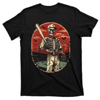 Spooky Creepy Vintage Baseball Skeleton Halloween T-Shirt