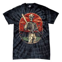 Spooky Creepy Vintage Baseball Skeleton Halloween Tie-Dye T-Shirt