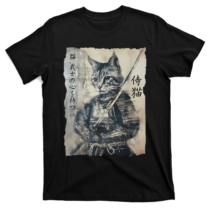 Samurai Cat Vintage Japanese Warrior Art Women T-Shirt