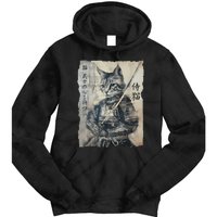 Samurai Cat Vintage Japanese Warrior Art Women Tie Dye Hoodie