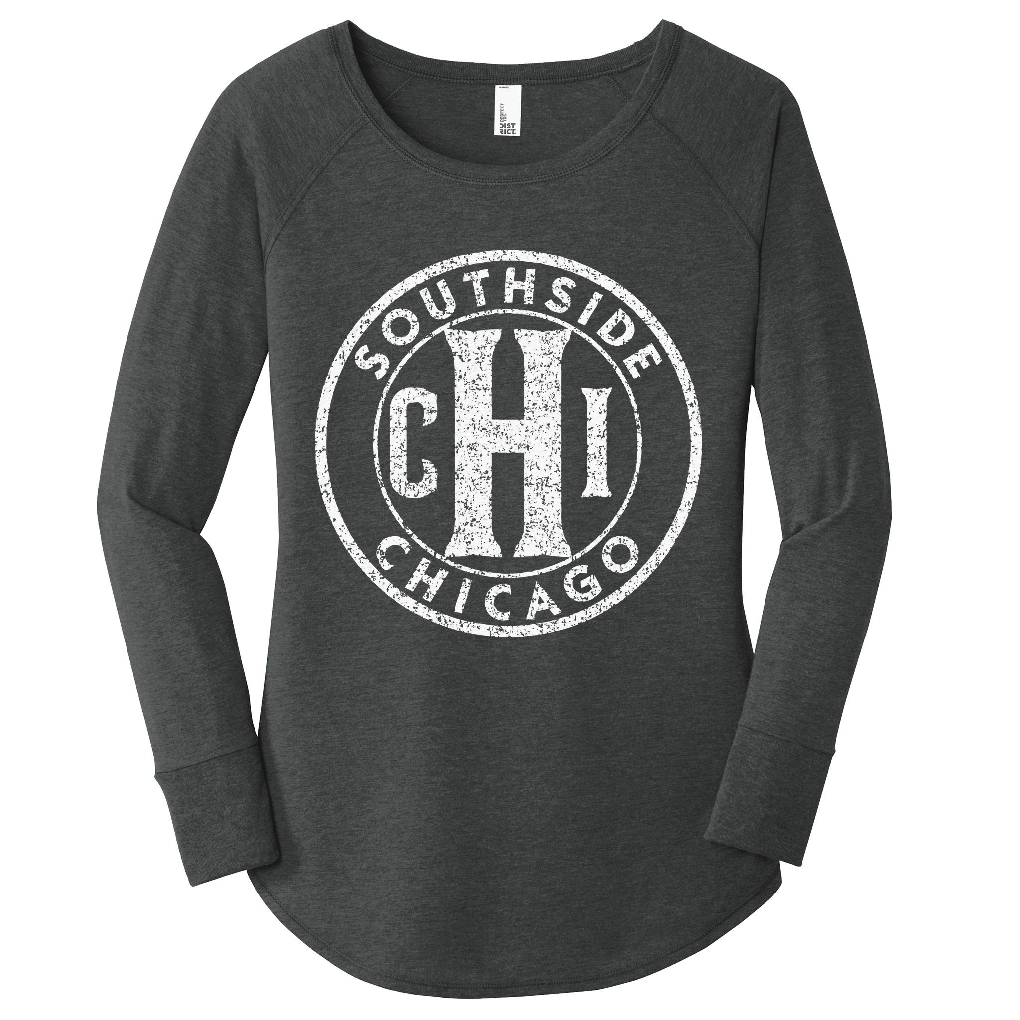 Southside Chicago Vintage Sign Distressed White Print Women's Perfect Tri Tunic Long Sleeve Shirt