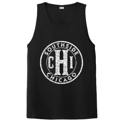 Southside Chicago Vintage Sign Distressed White Print PosiCharge Competitor Tank