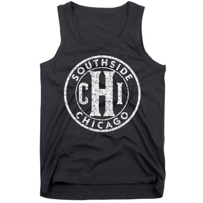 Southside Chicago Vintage Sign Distressed White Print Tank Top