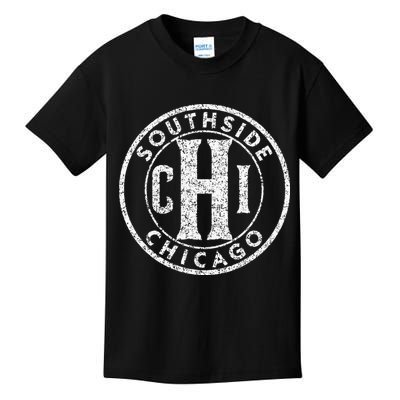 Southside Chicago Vintage Sign Distressed White Print Kids T-Shirt