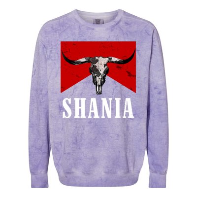 Shania Country Western Bull Colorblast Crewneck Sweatshirt