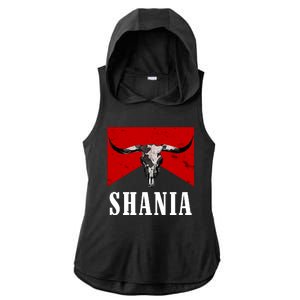 Shania Country Western Bull Ladies PosiCharge Tri-Blend Wicking Draft Hoodie Tank