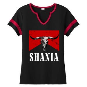 Shania Country Western Bull Ladies Halftime Notch Neck Tee