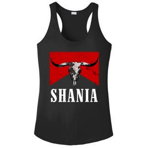 Shania Country Western Bull Ladies PosiCharge Competitor Racerback Tank