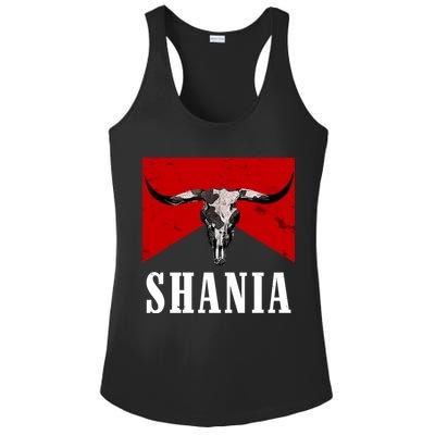 Shania Country Western Bull Ladies PosiCharge Competitor Racerback Tank