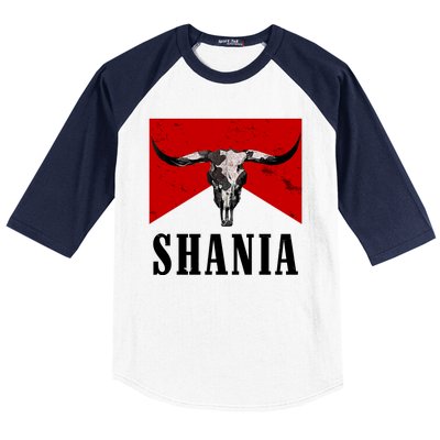 Shania Country Western Bull Baseball Sleeve Shirt