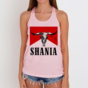 Shania Country Western Bull Women's Knotted Racerback Tank