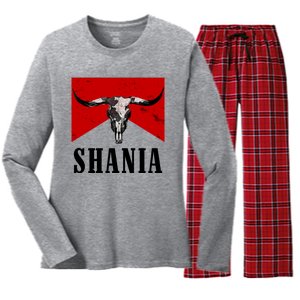 Shania Country Western Bull Women's Long Sleeve Flannel Pajama Set 