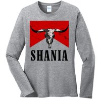 Shania Country Western Bull Ladies Long Sleeve Shirt