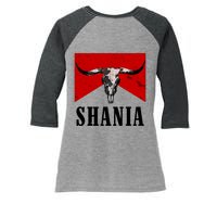 Shania Country Western Bull Women's Tri-Blend 3/4-Sleeve Raglan Shirt