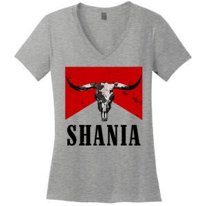 Shania Country Western Bull Women's V-Neck T-Shirt