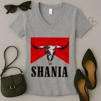 Shania Country Western Bull Women's V-Neck T-Shirt