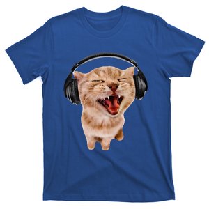 Silly Cat With Headphones T-Shirt