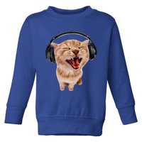 Silly Cat With Headphones Toddler Sweatshirt