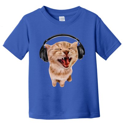 Silly Cat With Headphones Toddler T-Shirt