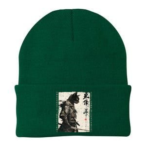 Samurai Cat Warrior Ukiyo Ink Artwork Cat Samurai Knit Cap Winter Beanie